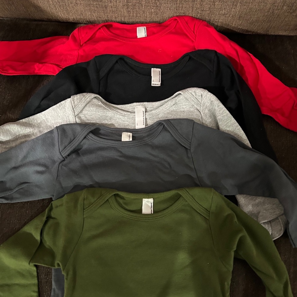 American Apparel Kids Long Sleeve Tees - Red, Black, Gray, Green